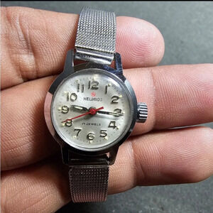 Vintage Helbros 17 Jewels Ladies Mechanical Wind Up Watch Working Silver Tone